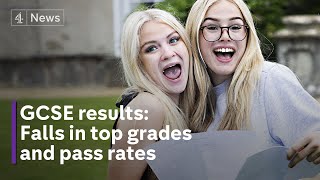 GCSE results day Number of top grades and passes down in England [upl. by Phelips845]