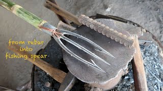 HOW TO MAKE A 3PRONGED FISHING SPEAR FROM A SHORT PIECE OF REBAR [upl. by Ttsepmet]