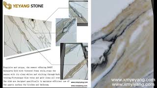 High quality calacatta quartz with gold and grey veins for kitchen countertops bathroom vanity [upl. by Luce827]