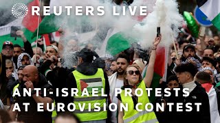 LIVE Protests against Israeli Eurovision participation as people arrive for semifinal [upl. by Guido]