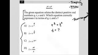 rq  ts The given equation relates the distinct positive real numbers q r s and t Which [upl. by Ataymik]