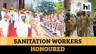 From guard of honour to garlands Sanitation workers earn applause [upl. by Ayatnwahs]