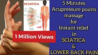 5 Minutes Acupressure point massage to relieve Sciatica and Lower Back Pain  How to cure Sciatica [upl. by Rexana940]