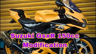 Gsxr 150 Modification  Condom Tank Grabrail Fitting amp Rim Colour Change Gxsr 150 [upl. by Refotsirk]