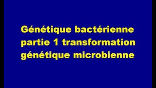 Génétique bactérienne partie 1 transformation génétique microbienne [upl. by Assir]