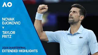 Novak Djokovic v Taylor Fritz Extended Highlights  Australian Open 2024 Quarterfinal [upl. by Ahsiekahs452]