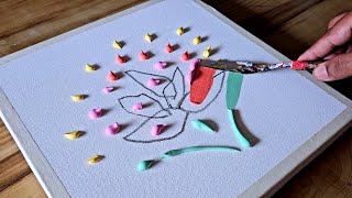 Easy Acrylic Painting Technique  Abstract Floral Painting  Step By Step [upl. by Murage]