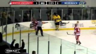 MERRIMACK COLLEGE HOLDS OFF BOSTON UNIVERSITY 32 [upl. by Elacsap]