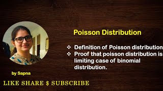 Definition and proof that Poisson distribution is limiting case of binomial distribution by Sapna [upl. by Aletta]