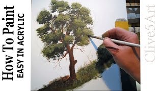 HOW TO PAINT A TREE Acrylic Painting LessonsFor Beginners Learn to paint  acrylic painting [upl. by Jacintha645]