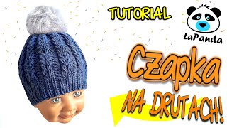 ŁATWA CZAPKA NA DRUTACH DLA DZIECKA 15 Jak zrobić  LaPanda KNITTED TODDLER HAT [upl. by Nojed]