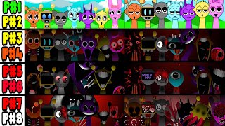 Incredibox Sprunki Mix All PHASES PHASE 12 VS PHASE 34 VS PHASE 56 VS PHASE 78 sprunki [upl. by Ahsuas]