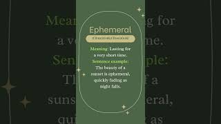 Quick Word Meaning Ephemeral words wordmeaning vocabulary learning learn iq shorts 2024 [upl. by Nora]