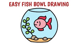 easy fish bowl drawingfish tank drawinghow to draw a fish bowl [upl. by Dachy]