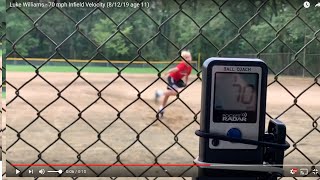 Luke Williams  70 MPH Infield Velo  81219 age 11  Franklin Regional Baseball [upl. by Easton]