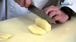 Knife Skills  How to Cut a Paysanne With a Potato [upl. by Anrym]