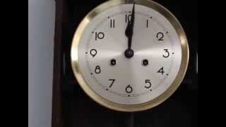 sold MAUTHE Wall Clock Germany Antique 3 Bar Chime Dark Wood Crystal Windows [upl. by Bucky]