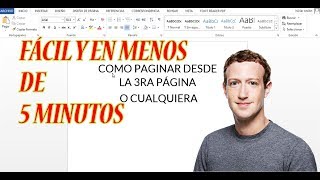 Como enumerar paginas en WORD  desde la segunda pagina  o cualquier pagina  BIEN EXPLICADO [upl. by Naitsabes]