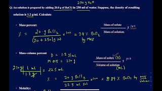 How to solve mass percent massvolume percent molarity Molality and mole fraction [upl. by Keiryt]