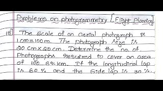 Problems on photogrammetry Flight planningAdvanced surveying  photogrammetric surveying part 18 [upl. by Selrahcnhoj674]