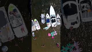 Drone video shows a packed Muskegon Lake for Fourth of July [upl. by Esimaj]