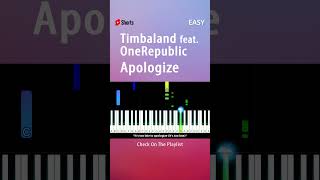 Timbaland feat OneRepublic  Apologize  EASY Piano TUTORIAL by Piano Fun Play shorts [upl. by Airtal]