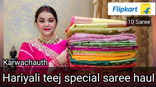 Flipkart affordable Haritalika teej wear saree haul  Reselling saree haul  pooja choyal [upl. by Adnima]