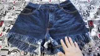 Diy Melhor técnica para desfiar shorts jeans  Suellen Redesign [upl. by Acinoev]