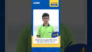 How Did ALLEN Help JEE Main 2024 AIR 4 Aaditya Kumar Succeed shorts [upl. by Wehtta919]