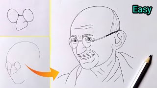 Gandhiji Ki Drawing  How To Draw Mahatma Gandhi Drawing  Gandhi Jayanti Drawing [upl. by Gerome]