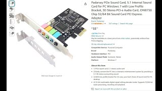 Padarsey PCIe Sound Card CMI8738 Chip Sound Card PCI Express Adapter [upl. by Ellened]