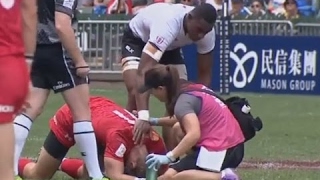 Touching moment of sportmanship by Mesulame Kunavula on Harry Jones HK 7s 2017 [upl. by Ewolram]