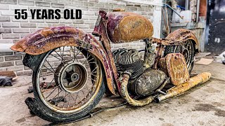 Restoration Rusty Old Motorcycle JAWA  1960s two stroke engine  Abandoned Broken Legend Repairing [upl. by Nnylg]