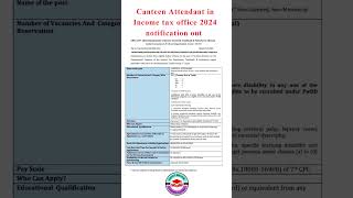 Canteen attendant in TN Income tax office notification released Pay scale  1800056900 as 7th CPC [upl. by Hazelton]