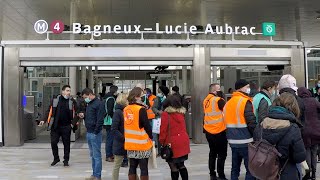 Visite des stations Bagneux  Lucie Aubrac et Barbara métro de Paris  ligne 4 [upl. by Aerb]