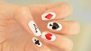 Kalp Deseni ve İskambil Manikürü Playing Cards Nail Art [upl. by Ausoj586]