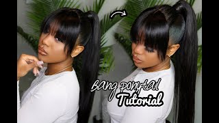 Easy Bang Ponytail Install x USING A CLOSURE SIS [upl. by Abate896]