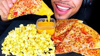 ASMR PIZZA AND POPCORN WITH CHEESE SAUCE EATING BIG BITES MUKBANG JERRY NO TALKING [upl. by Anaic]