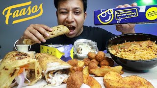 Faasos Mukbang  Butter Chicken Rice Bowl Chicken Cheese Melt Wrap MakhaniFalafel Wrap amp Egg Roll [upl. by Cookie]