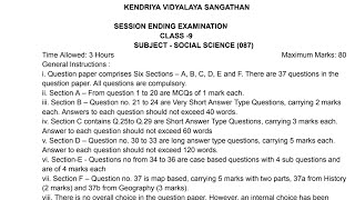 CLASS9 SST ANNUAL EXAM SAMPLE PAPERKV CBSEKENDRIYA VIDYALAYA TERM2 [upl. by Maxy]