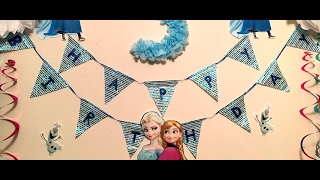 Disney Frozen Birthday Party Decor DIY 2  DIY Birthday Banner  Anna Elsa Frozen Theme [upl. by Enilekaj331]