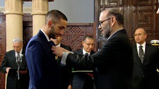 Morocco World Cup heroes are HONOURED by King Mohammed VI [upl. by Onirotciv733]