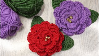 How to Crochet Rose Flower for Beginners  Very easy crochet rose motif making for Beginners [upl. by Evslin906]