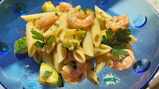 Ricetta pasta con zucchine e code di mazzancolle surgelate [upl. by Lenno352]