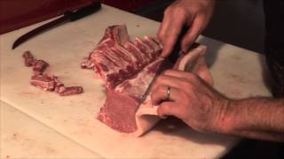 BUTCHER A FRENCHED PORK RIB ROAST [upl. by Iemaj]