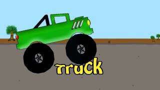 Monster Truck Word Crusher Part 1  Green Monster Truck [upl. by Oneil]