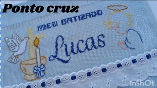 👼 PONTO CRUZ meu BATIZADO 👼 😇😇 gráficos de batizado para bordar toalhinha 👼😇 batizado ponto cruz [upl. by Haraz]