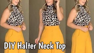 DIY halter neck top  cutting and stitching very easy method step by step [upl. by Edobalo64]