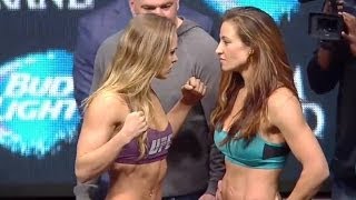 UFC 168  RONDA ROUSEY VS MIESHA TATE 2 FULL WEIGH IN amp FACE OFF VIDEO [upl. by Anayia]