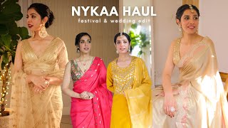 Try on Haul  Styling Ideas  Suit Set Sarees amp Blouses from Nykaa Fashion [upl. by Astrid]